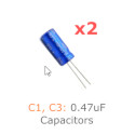 C1, C3: 0.47µF Capacitors