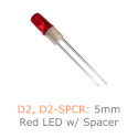 D2, D2-SPCR: 5mm Red LED w/ Spacer